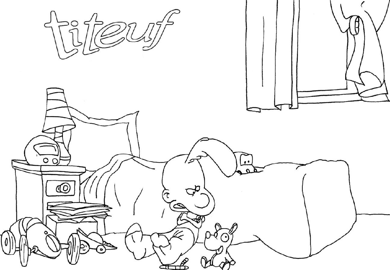 coloriage titeuf boude dans sa chambre